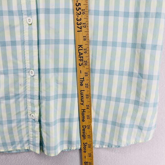 COLUMBIA Top Womens M PFG SUPER BAHAMA Plaid Roll Tab Fishing Button Down White - Picture 16 of 16